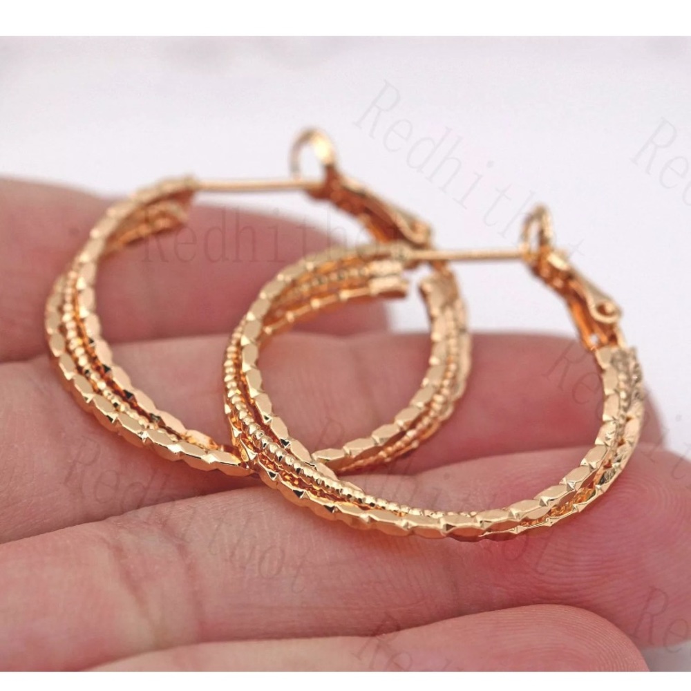 Gold Filled 3-Layer Big Circle Earrings - Picture 2 of 4